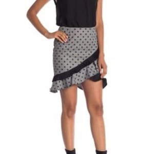 Nicole Miller New York Womens Plaid Polka Dot Ruffle Skirt Size 16